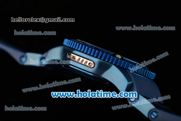 Ulysse Nardin Marine Diver Chrono Miyota OS20 Quartz Blue PVD Case with Black Dial Blue Stick Markers and Blue Rubber Bracelet - Click Image to Close